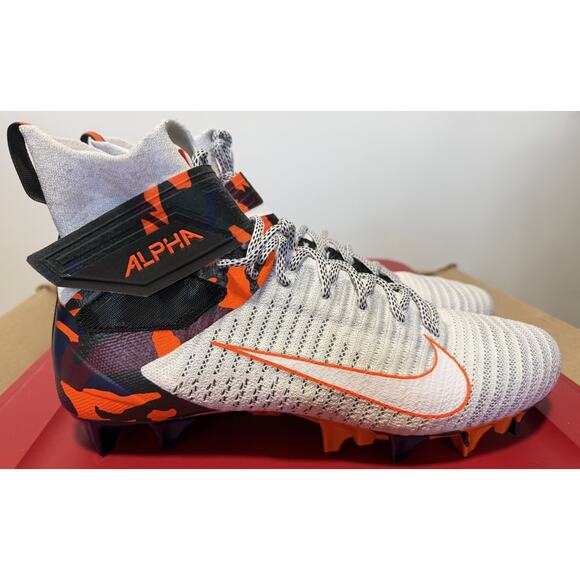 Nike Alpha Menace Elite 2 White Camo Orange Football Cleats Size 11.5 AV5357-100 main image 5